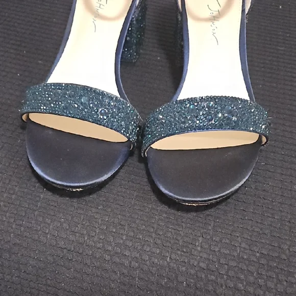 Betsey Johnson Navy and Teal Beaded Heels - Picture 5 of 5